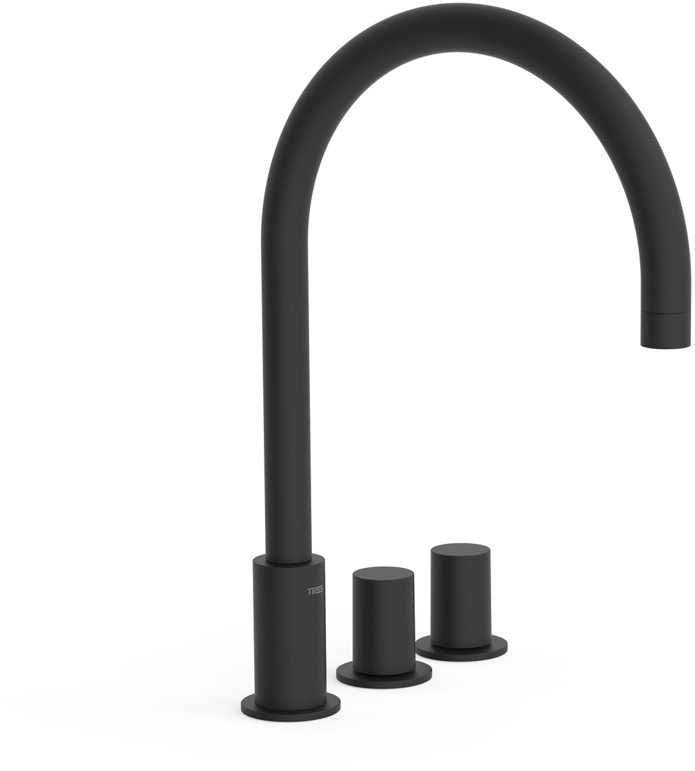 Смеситель для раковины с 3 отверстиями для исследования на бортике-06110501NM TRES