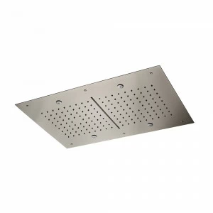 Прямоугольный скрытый верхний душ из нержавеющей стали с дождевой струей, центральным водопадом и распылителем.  NEWFORM Италия
