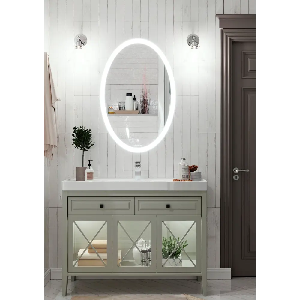Зеркало для ванной Omega Glass Тип 1 SD37 с подсветкой 60x80 см овальное STLM-2003337