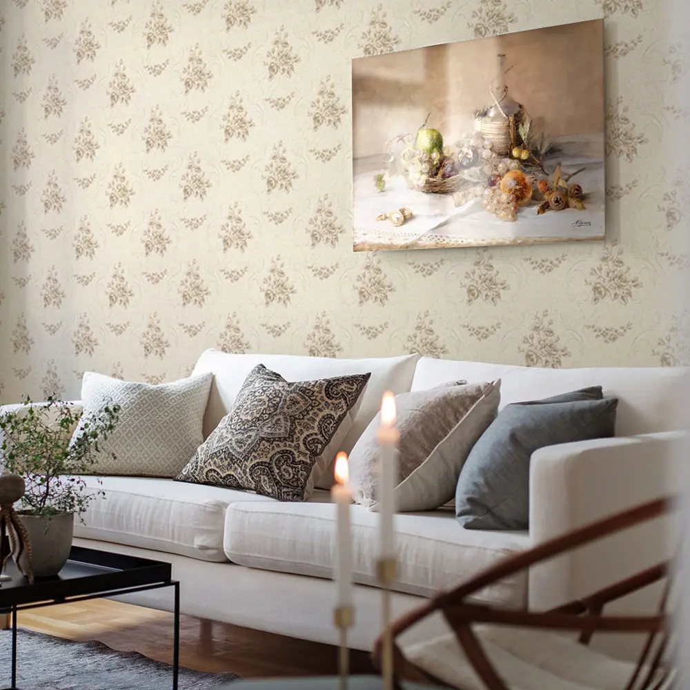 Обои виниловые Palitra Life Small Roses бежевые 0.53 м 1358-12 17122451 STLM-2062978 - Вид №3