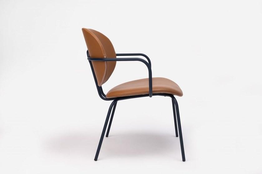 ONDARRETA Стул стальной с подлокотниками с кожаной подушкой Hari sun-id-1358913 - Вид №1