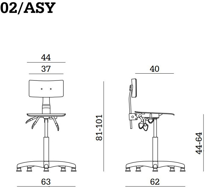 Linea Fabbrica Офисный стул с 5 спицами, регулируемый по высоте, из бука Rumba sun-id-1411597 - Вид №3