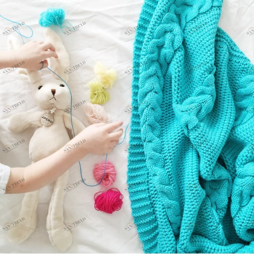 Плед LILIAN blue APERO ВЯЗАНЫЕ, ОДНОТОННЫЕ 010319 Голубой 