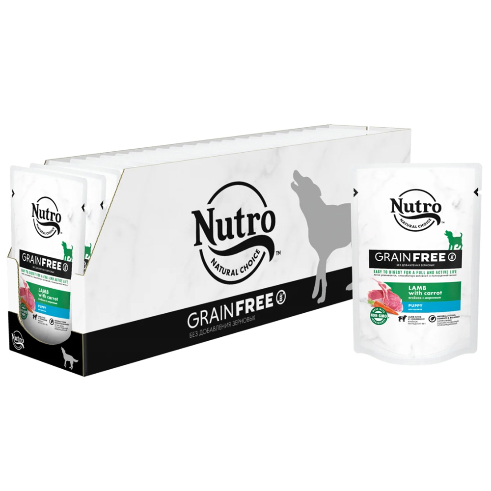 ПР0059458*24 Корм для щенков Ягненок с морковью пауч 85г (упаковка - 24 шт) NUTRO 