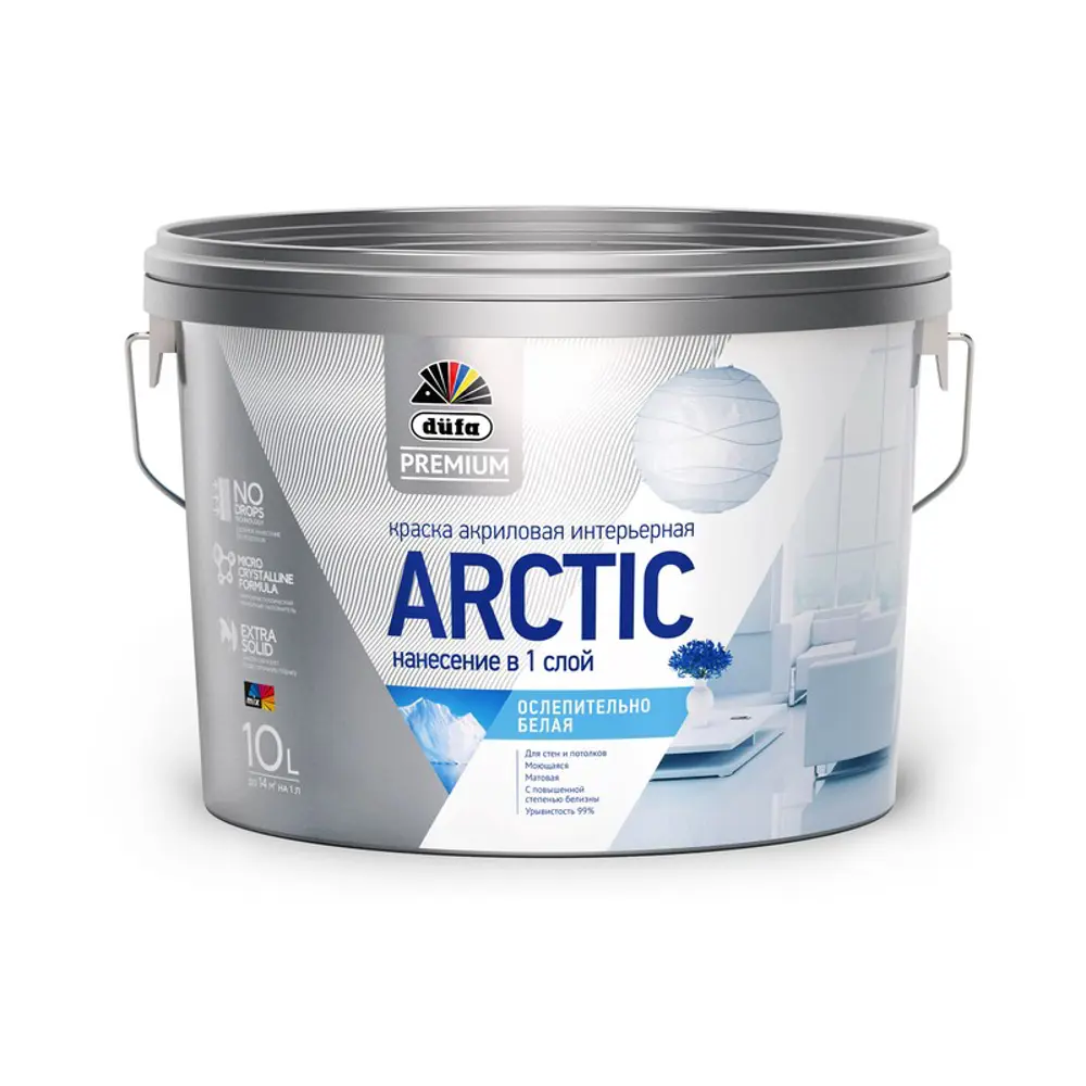Краска акриловая Arctic цвет белый 10 л база 1 16302302 STLM-2176530 Dufa 