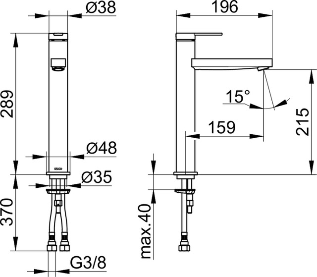 59510013100 Однорычажный смеситель для умывальника 210 KEUCO IXMO - Вид №3