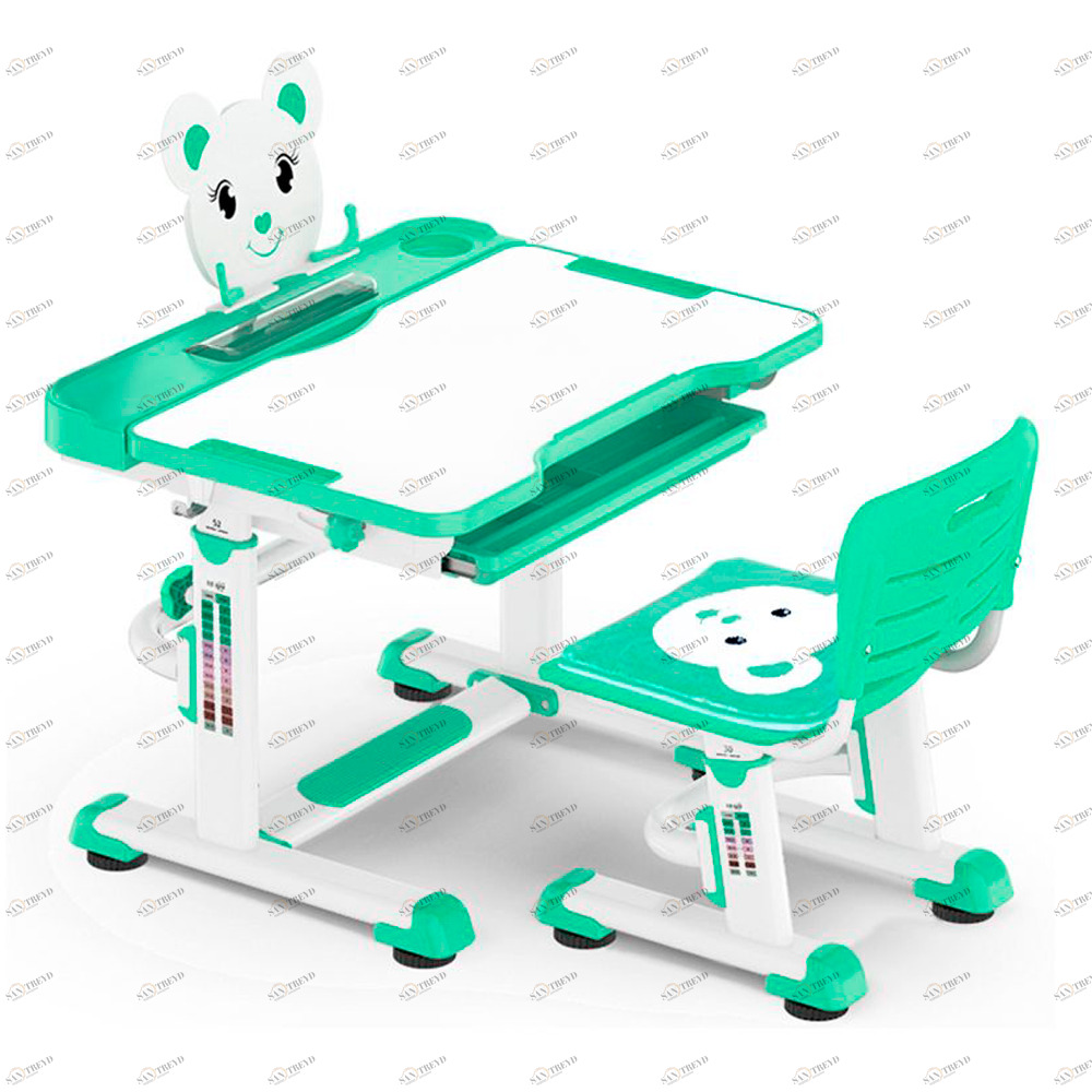 Растущая парта и стул Teddy green белая, зеленая MEALUX EVO  336156 Белый;зеленый Santreyd 