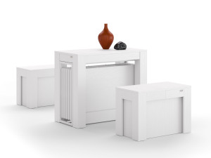 Выдвижная консоль из белого ясеня с 2 скамейками