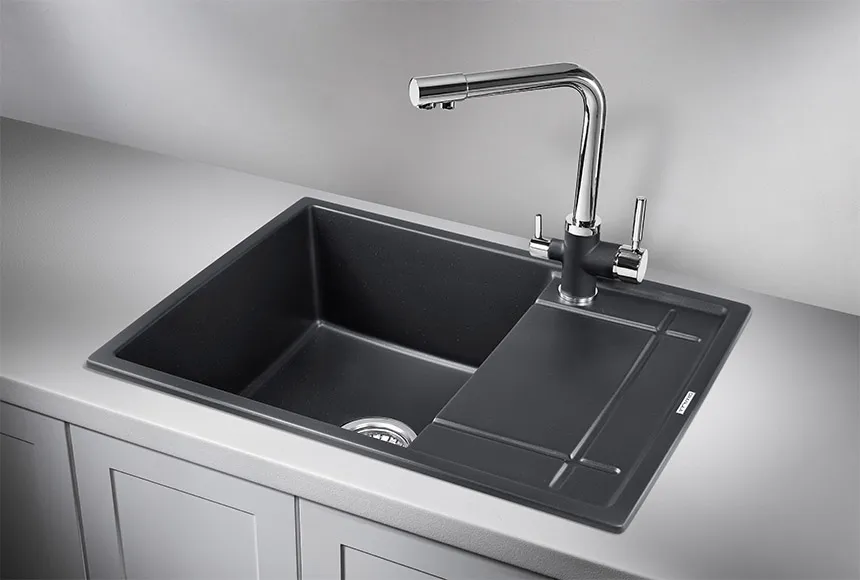 6501, ШВАРЦ (чёрный металлик), кухонная мойка, кварц GRANULA 6501-ST143
