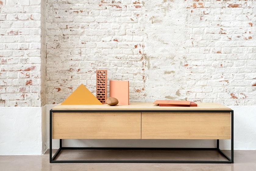 Ethnicraft Низкая тумба под телевизор из дуба с откидными дверцами Monolit 26878/26879 - Вид №3