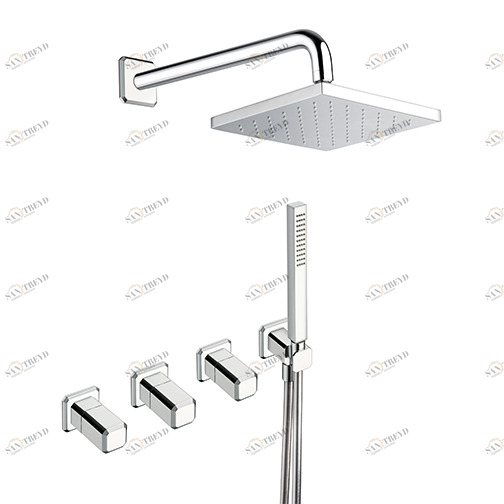 CRIIT619 Внешние части смесителя для душа на 3 отверстия для CRICS115 с переключателем на 2 отверстия, контролируемым верхним душем с защитой от известкового налета, металлическим ручным душем с защитой от накипи и гибким шлангом LONG LIFE Cristina Rubine CRISTINA Rubinetterie 