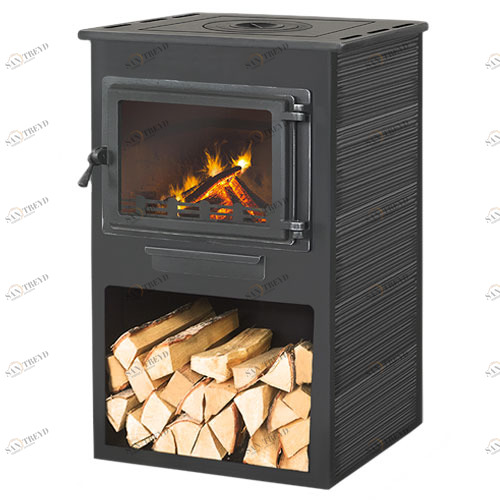 Печь-камин Этна (Панорама) с плитой «Антрацит» высокая 5046