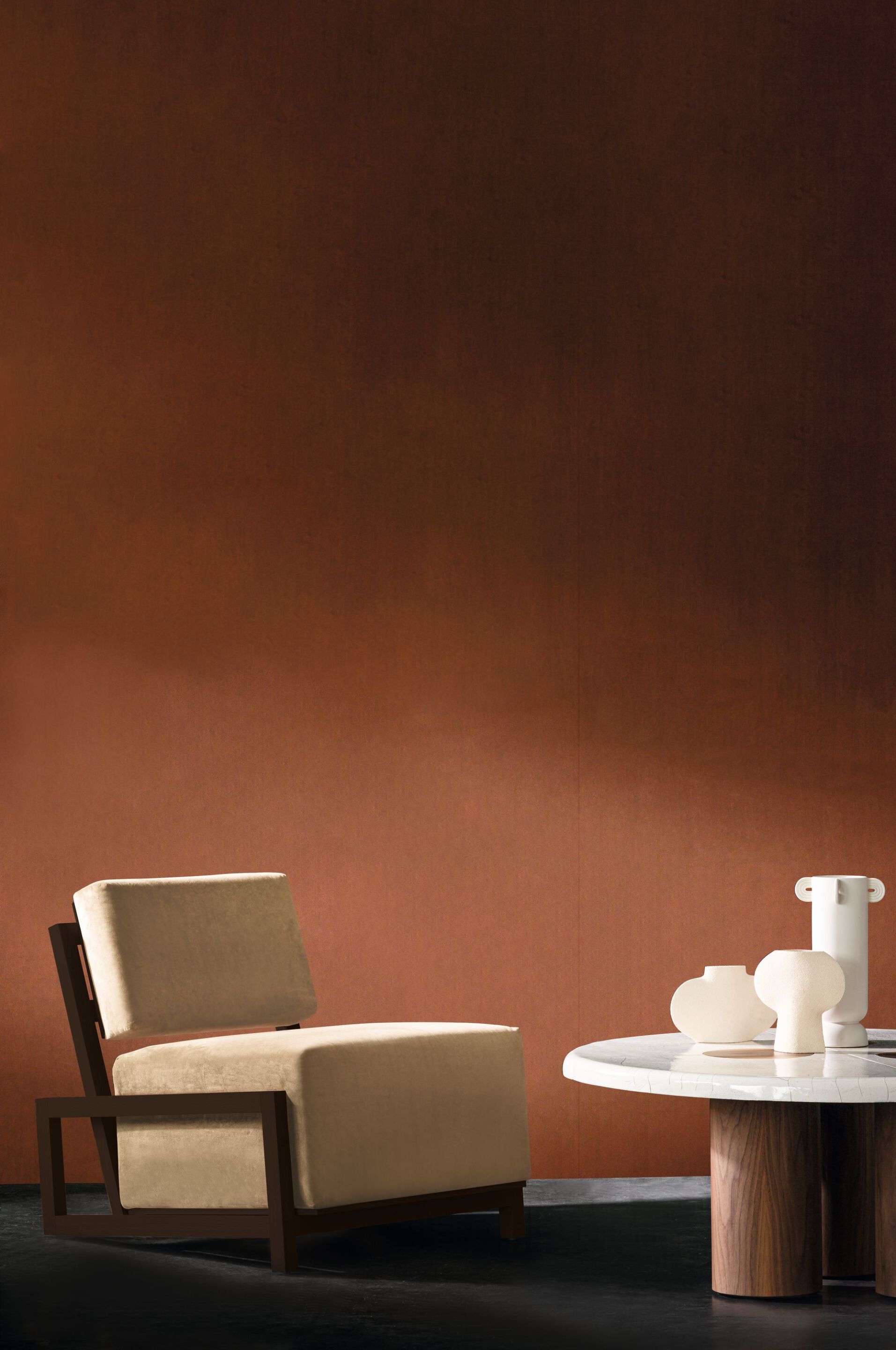 Бархатная однотонная настенная ткань Casamance Mellow ARCH-00120932 - Вид №1