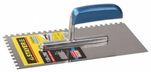 Гладилка нержавеющая 130х280мм зуб 4х4 серия PROFI с деревянной ручкой Stayer