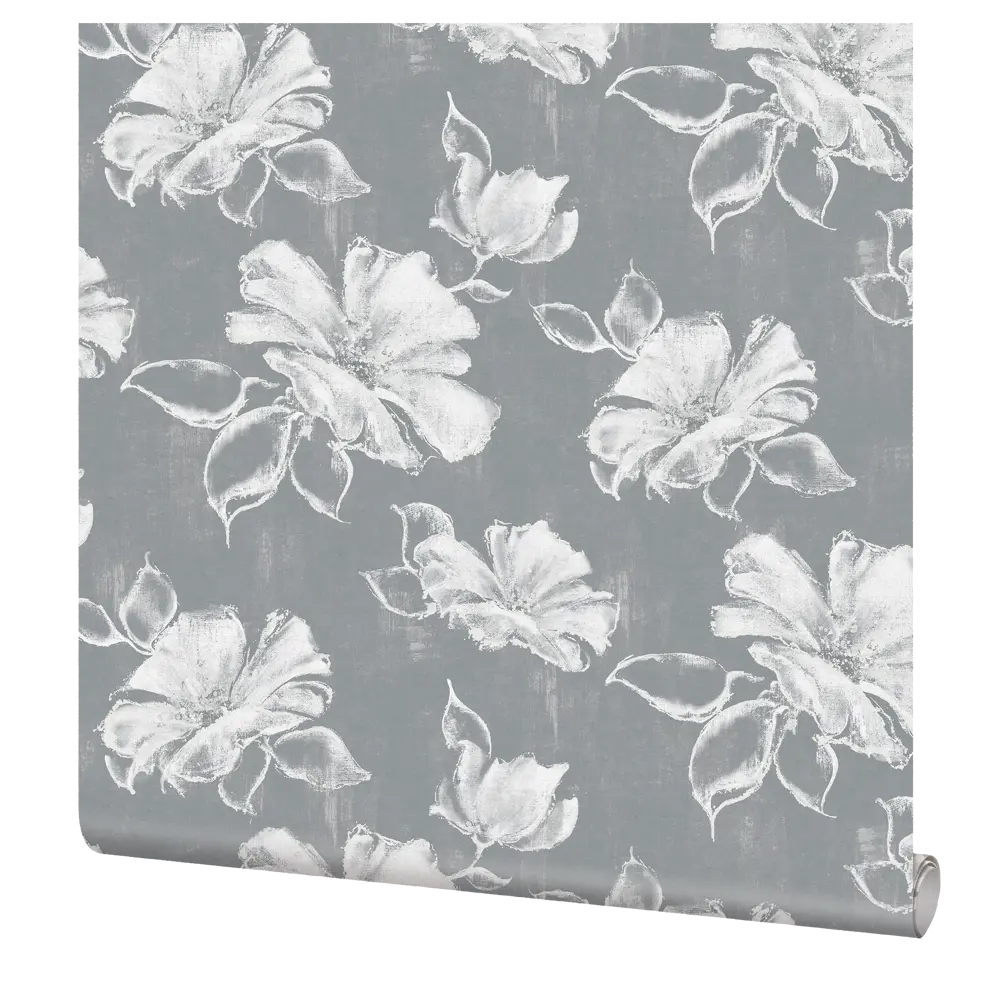 ELYSIUM Лантана - серые флизелиновые обои с цветочным узором 89402937 STLM-1574394