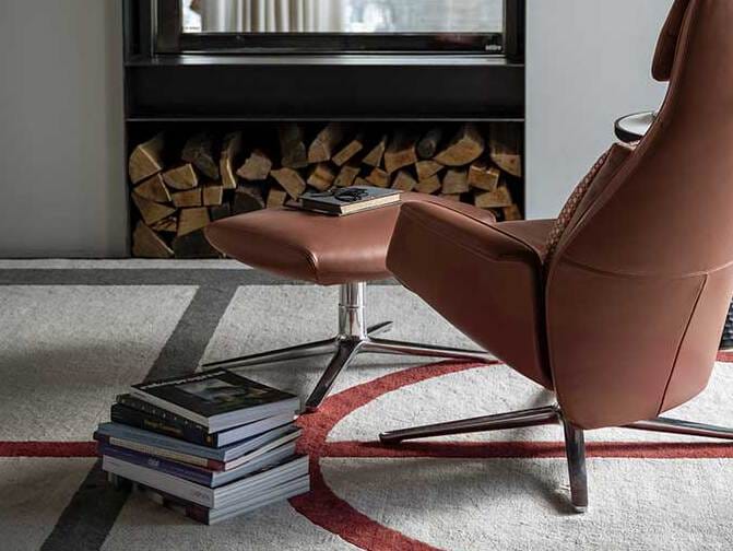 Кожаная спицевая подставка для ног Poltrona Frau коллекция-диваны и кресла ARCH-00028543 - Вид №1