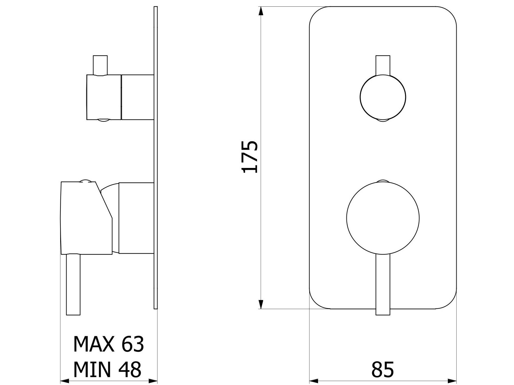 Встраиваемый смеситель для душа с переключателем IB Milano Torino ARCH-00126845 - Вид №11