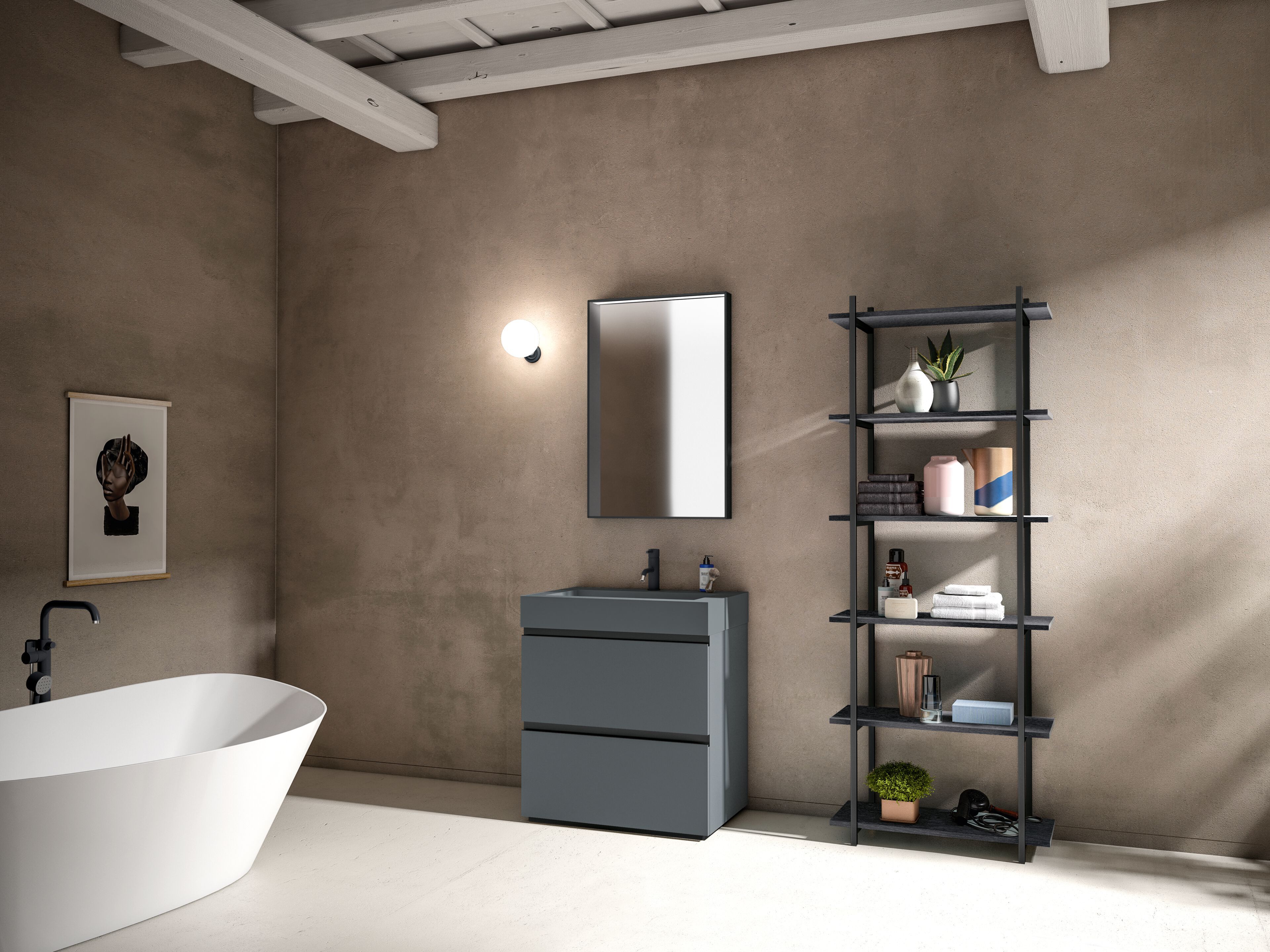 Шкаф для умывальника Fenix с зеркалом и стеллажом Birex Gola Up ARCH-00003830