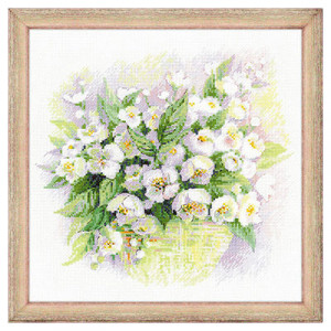 1467 Набор для вышивания Акварельный жасмин 30 х 30 см RIOLIS Сотвори Сама