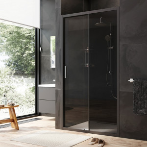 W90G-110-1-195BG Solo Дверь душевая 110х195 стекло тонированное профиль черный матовый AM.PM Gem