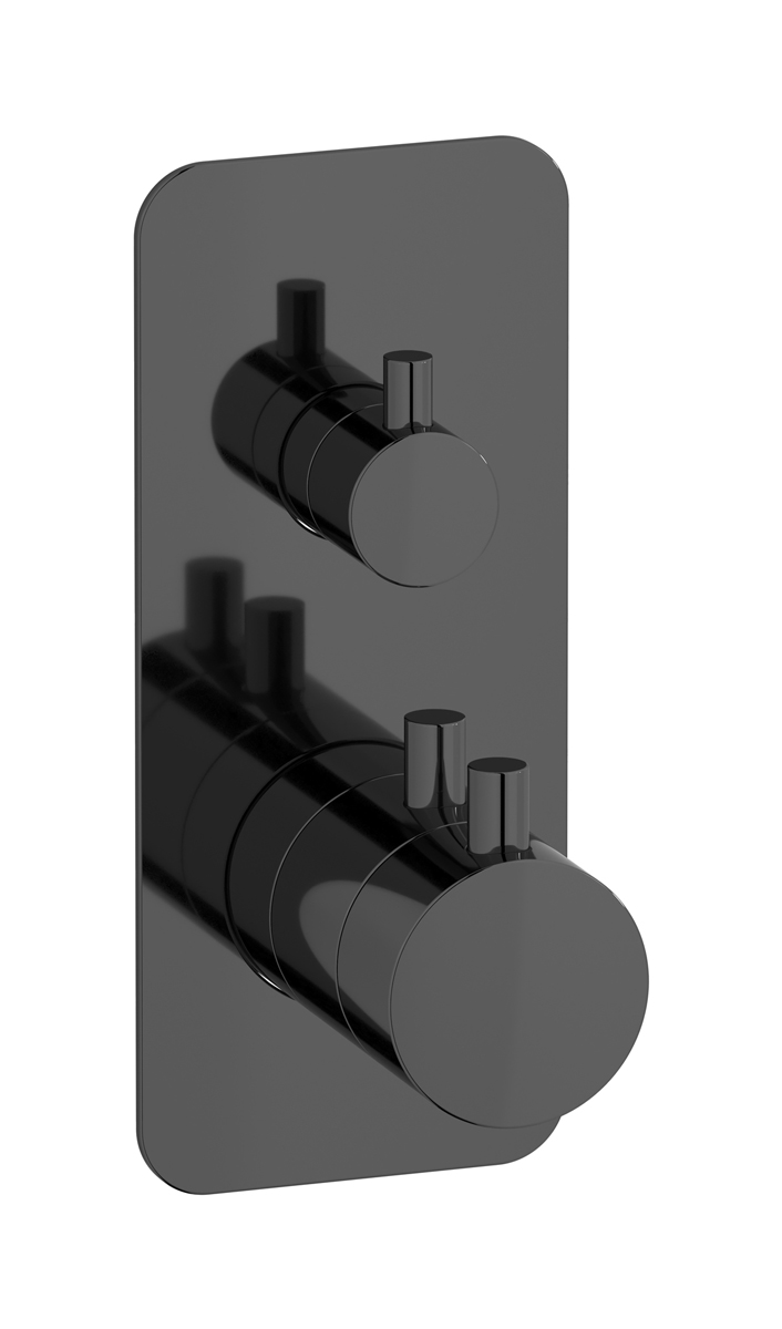 Термостатический настенный клапан для душевого смесителя с двухходовым дивертером. WE ARE IB mt610cf Black Chrome MilanoTorino 