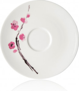 10532268 Dibbern Блюдце для чашки чайной Dibbern "Вишни в цвету" Фарфор костяной