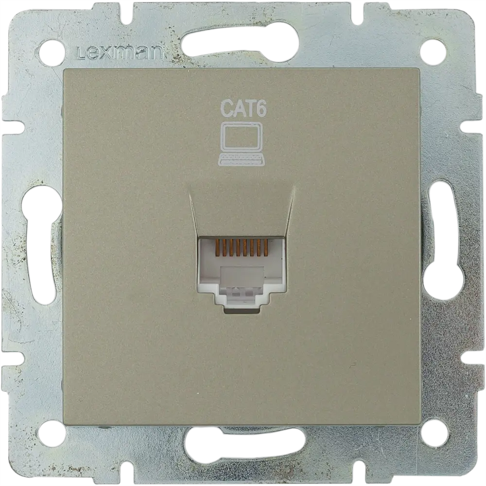 Розетка компьютерная встраиваемая Lexman Виктория RJ45, цвет матовая шампань STLM-2085455