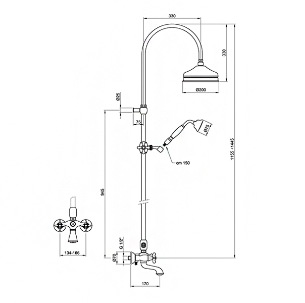 OT721208010 Душевая стойка Webert Ottocento - Вид №4