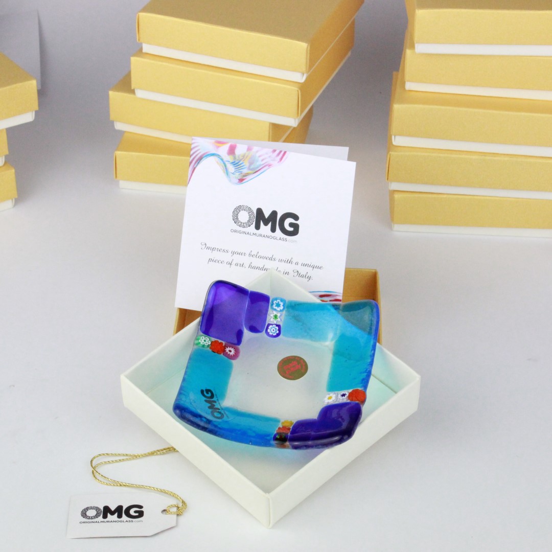 1635 ORIGINALMURANOGLASS 100 подарочных блюдец Миллефиори - Муранское стекло 9 см  - Вид №1