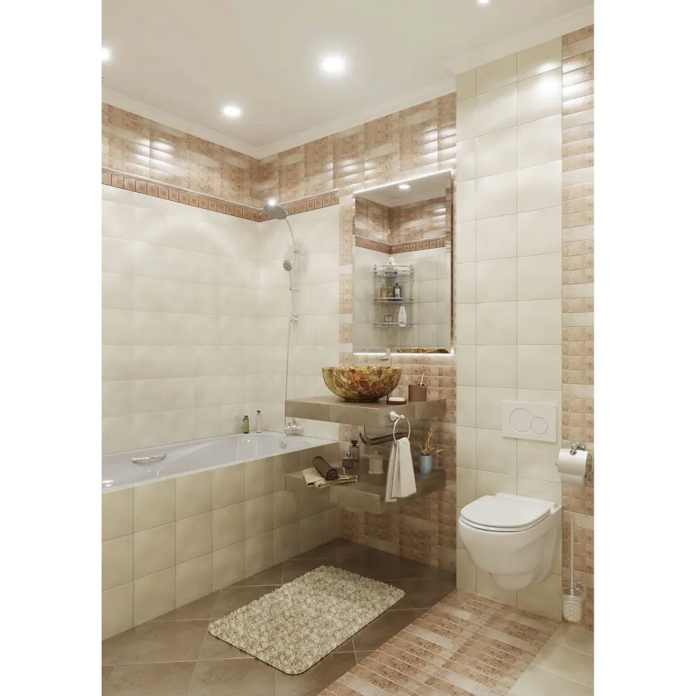 Бордюр настенный Нефрит-Керамика Рапсодия 25х3 см цвет бежевый STLM-2147470 - Вид №1