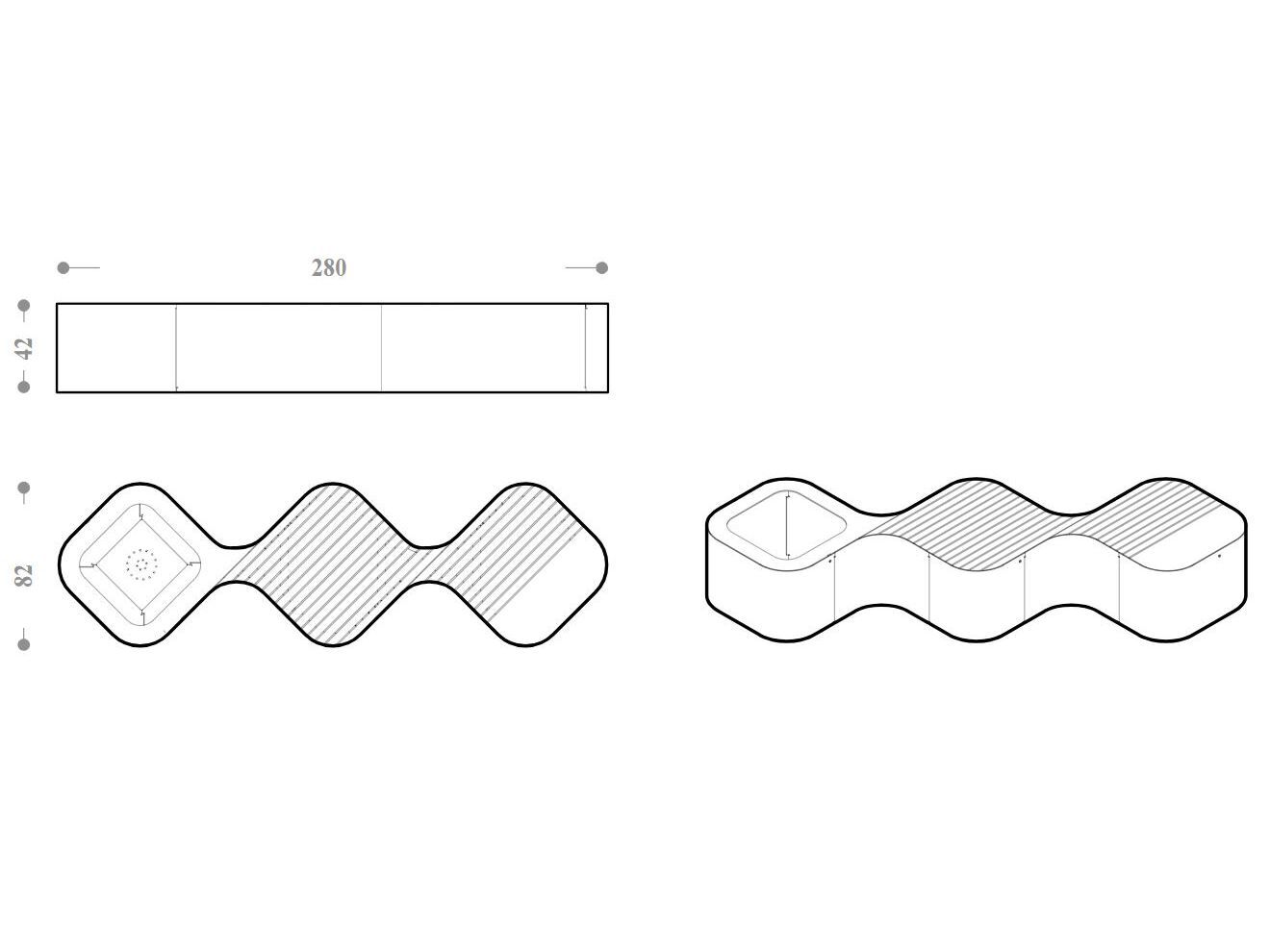 Скамейка с 3 модулями в линии с двумя сиденьями и плантатором DIMCAR PINCH ARCH-00102756 - Вид №1