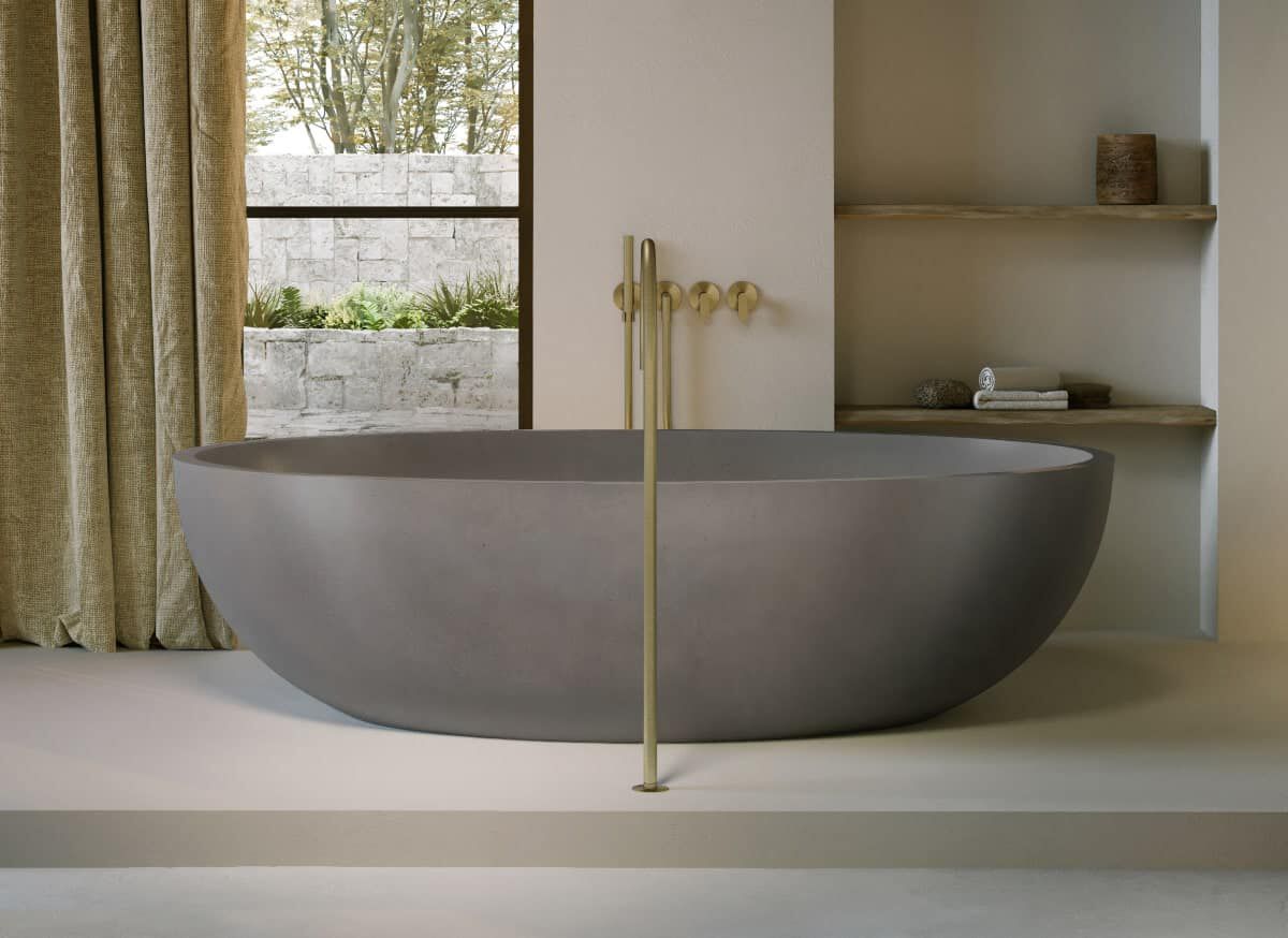 Облегченная бетонная овальная ванна в центре комнаты COCOON Maison ARCH-00025679 - Вид №3