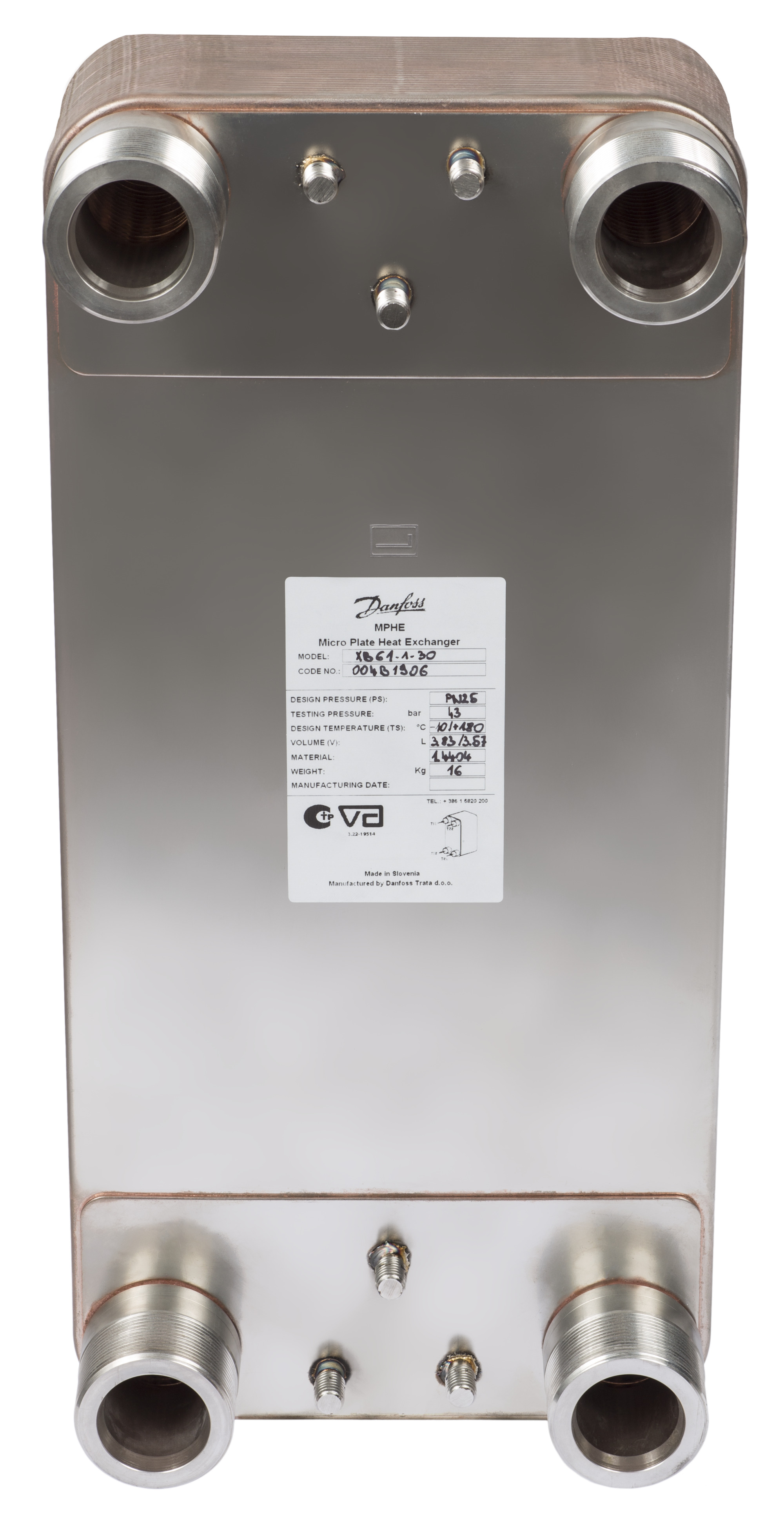 Danfoss Паяный пластинчатый теплообменник серии XB61 XB 61H-1-70 PN25 паяный ТО G2 004B1930  - Вид №20