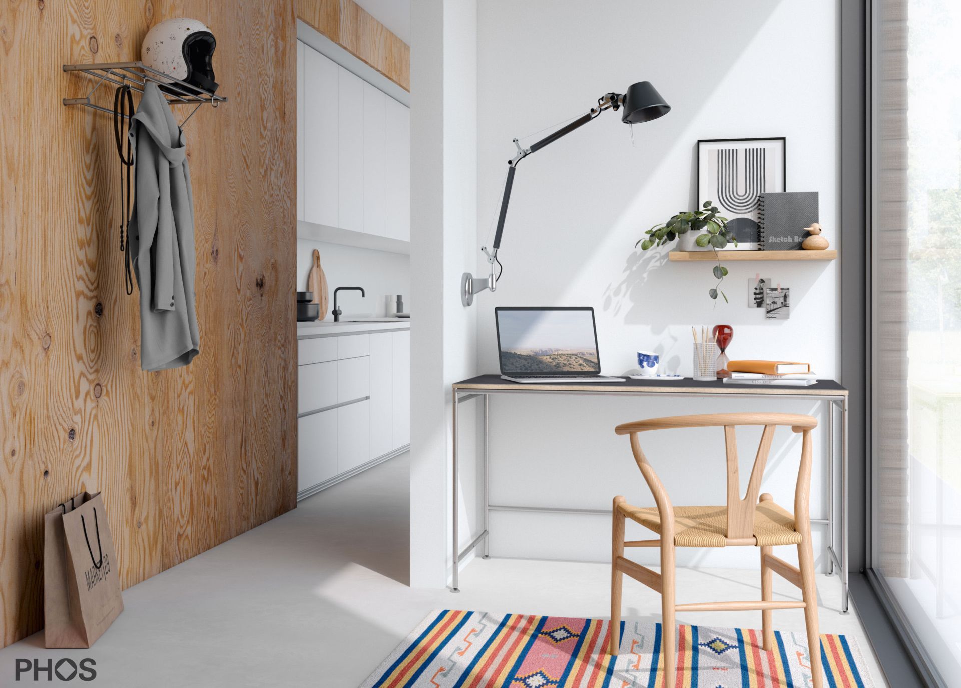 KATI-S1-140x60-L4178 Стол Карлсруэ - письменный стол со столешницей из линолеума - 140 х 60 х 75 см. PHOS  - Вид №1