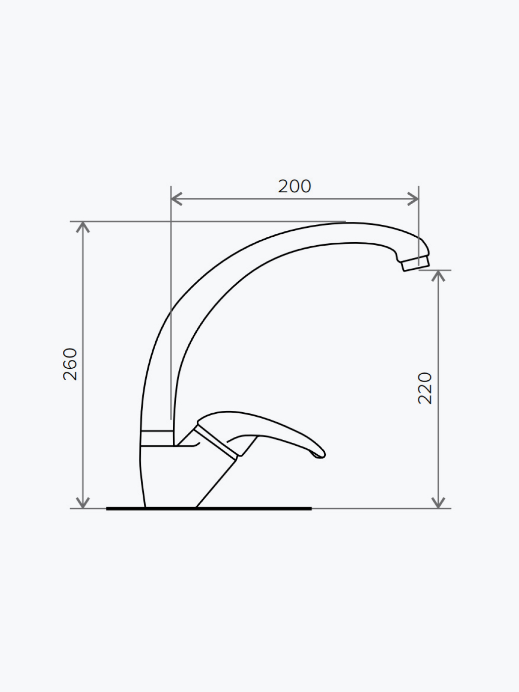003196 Смеситель кухонный "Высокий" в тон мойки Polygran  - Вид №1