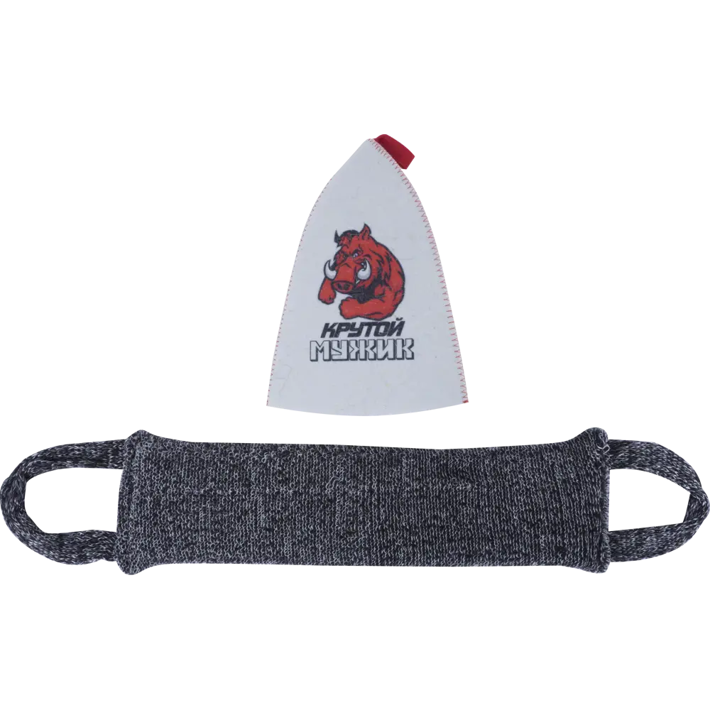 Набор для бани «Крутой мужик» шапка, мочалка, войлок, цвет белый ГЛАВБАНЯ STLM-2069931 - Вид №1