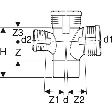 GEBERIT 390.567.14.1 Крестовина со смещенным впуском Geberit Silent-PP 87,5°  - Вид №3