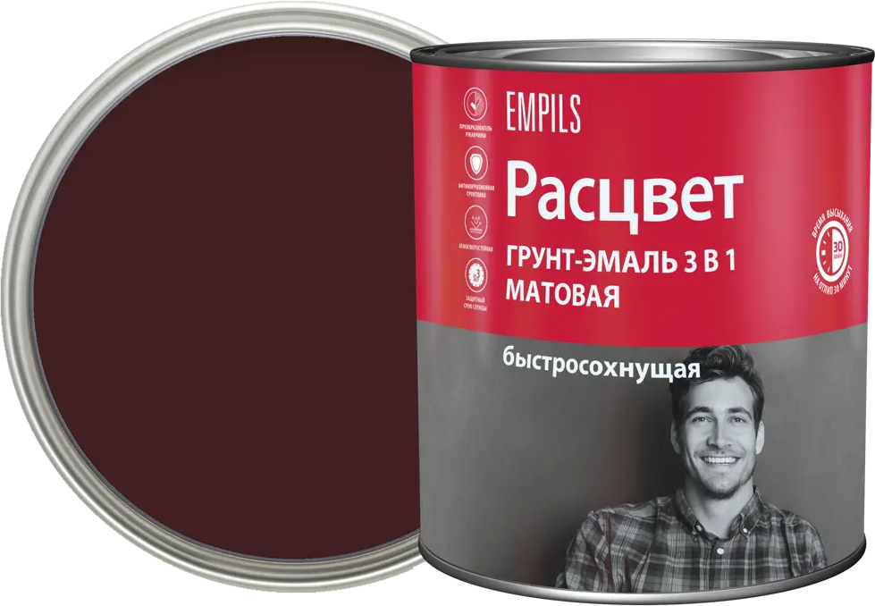 Грунт-эмаль 3 в 1 Расцвет - защита от коррозии в шоколадном оттенке 87815565