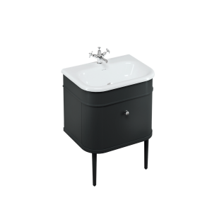 Burlington Chalfont Chalfont 650 мм одинарный ящик - матовый черный с матовыми черными ногами CH65MB-CHLEGMB