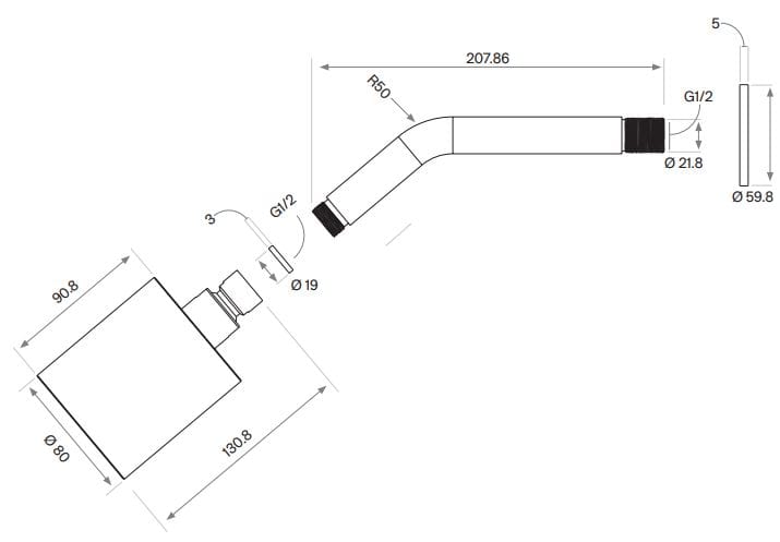 Круглая душевая головка из нержавеющей стали с кронштейном COCOON Maison ARCH-00042441 - Вид №3