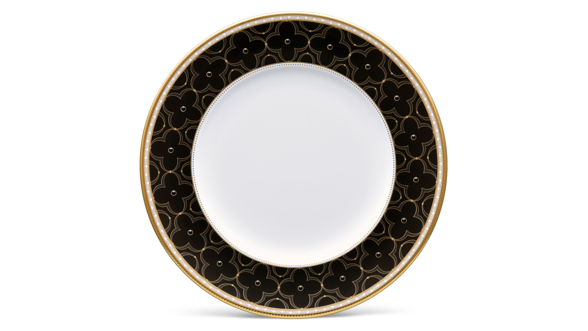 10645219 Noritake Набор из 6 тарелок акцентных Noritake "Трефолио,золотой кант" 25см Фарфор костяной  - Вид №1