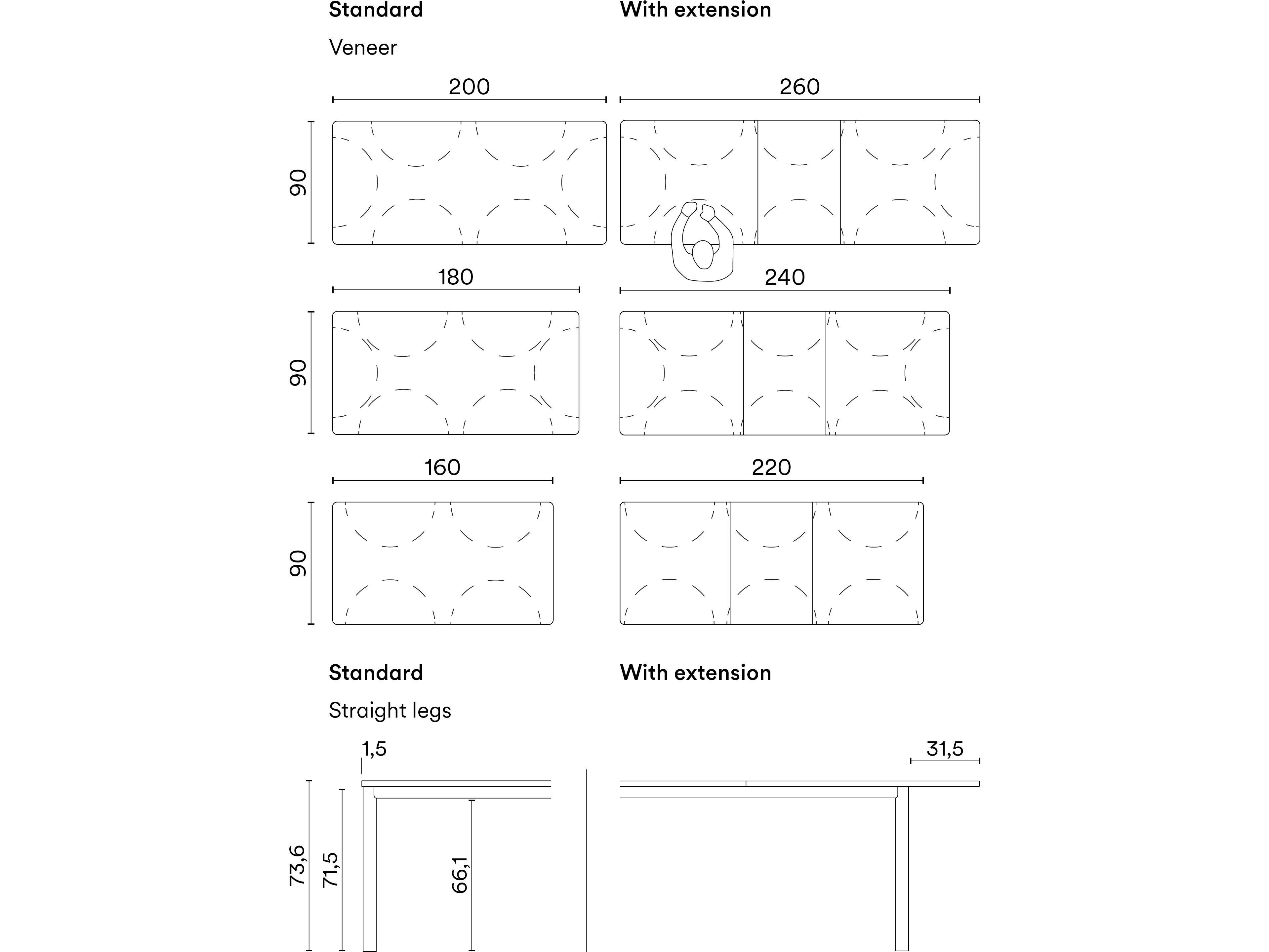 Деревянный шпон прямоугольный выдвижной садовый стол Noah Living Wendel ARCH-00030647 - Вид №2