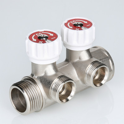 VTc.570.NE.0603 Коллектор с регулирующими вентилями и выходами стандарта «евроконус» Valtec 1", 3 x 3/4"  - Вид №7