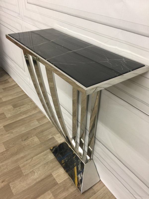 Консоль металлическая серебро с мраморной столешницей Beau Deco от Eichholtz EICHHOLTZ EICHHOLTZ 060934 Хром;черный  - Вид №5