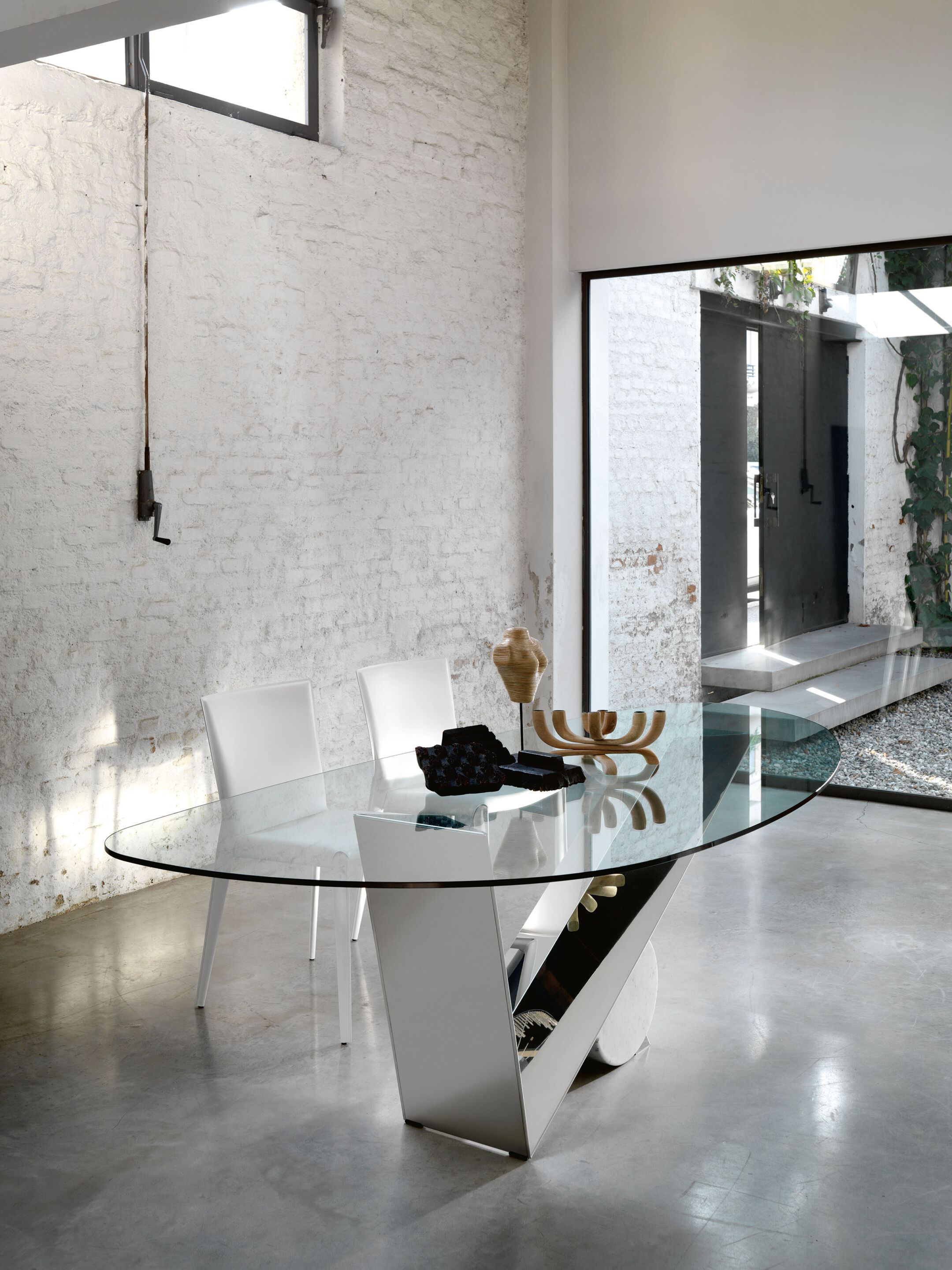 Овальный стол из нержавеющей стали и хрусталя Cattelan italia Valentino ARCH-00067325 - Вид №2