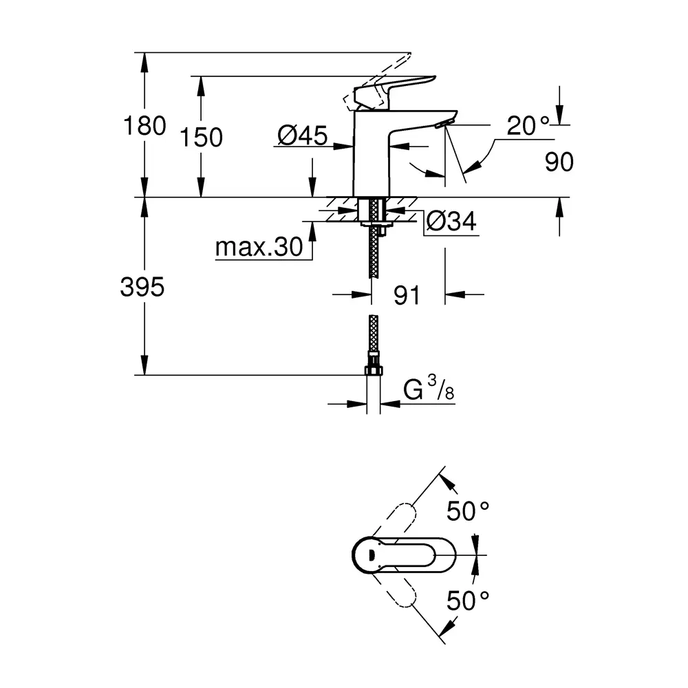 Смеситель для раковины Grohe Start Edge однорычажный цвет хром 81933257 STLM-2109525 - Вид №4