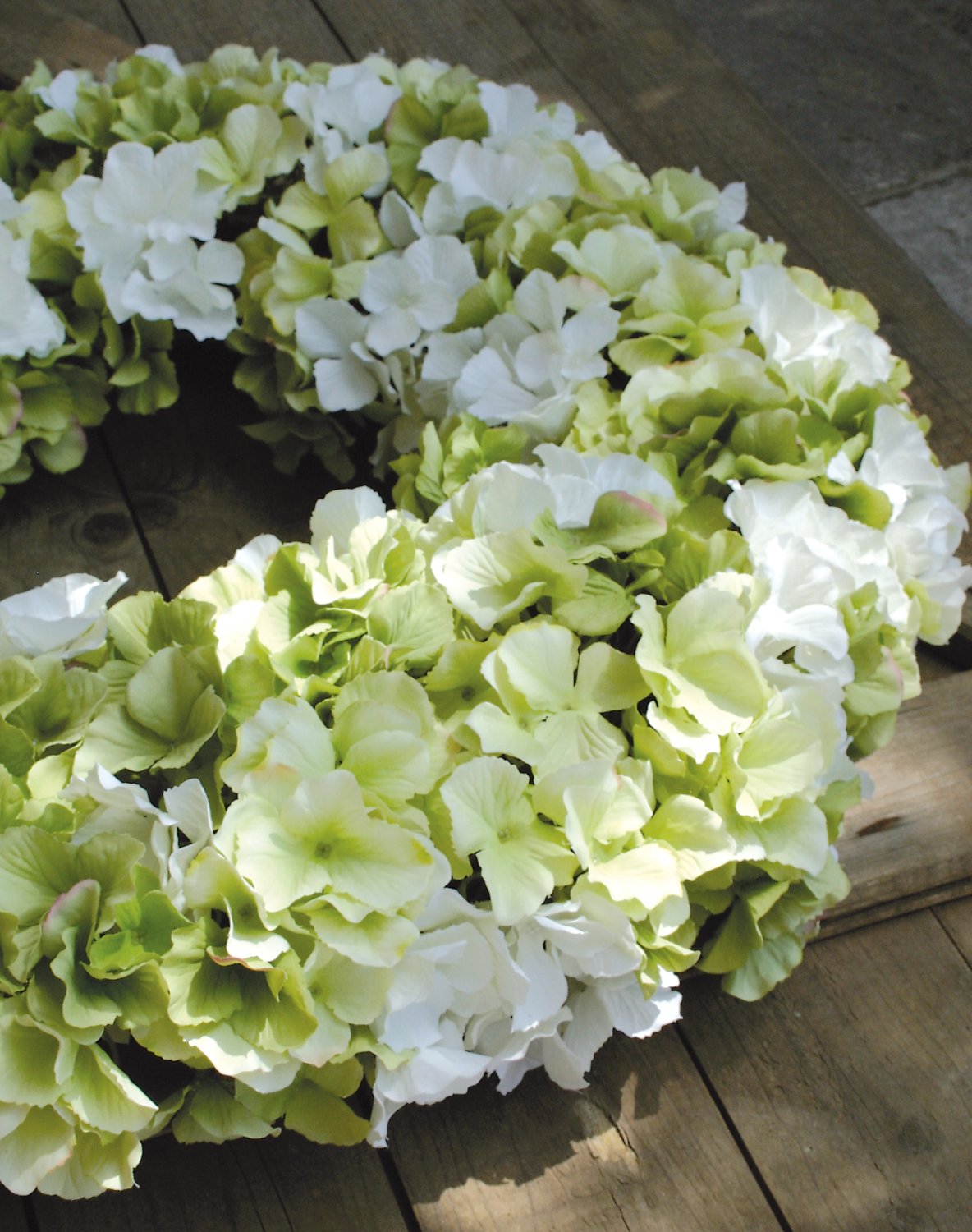 2672 788 a3 Искусственный венок из гортензии, Ø 60 см, бежево-зеленый H-andreas  - Вид №1