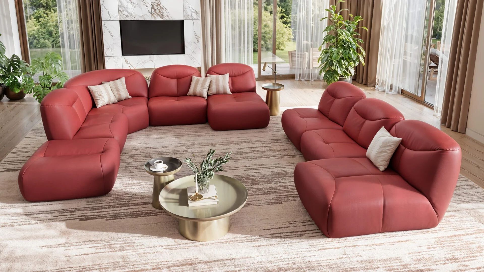 Кожаный диван с полуостровом Sofanella Molise ARCH-00052927 - Вид №2