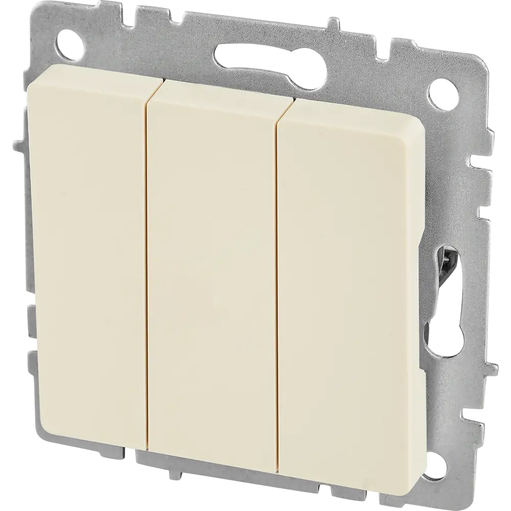 Выключатель IEK Brite 3-клавишный бежевый для современного интерьера 87761687 STLM-1116350