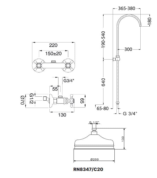 Душевая колонна с душем и ручным душем Gaia Mobili Complements ARCH-00121830 - Вид №3